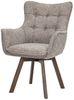 riess-ambiente Drehstuhl THOR taupe / braun - Strukturstoff, Eichenholz, 360° drehbar, Armlehne (Einzelartikel, 1 St), Retro-Polsterstuhl - ideal für Ess-, Arbeits-, Wohnzimmer und Büro Bild 2