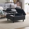 Flieks Sitzhocker mit Stauraum, multifunktional 75 x 75 x 41cm, PU, Schwarz Bild 2