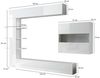 Dmora Wohnzimmermöbel Aragosta, Modulares Wohnzimmerset, Mehrzweck-Wohnzimmermöbel, TV-Schrank, Made in Italy, 295x30 h187 cm, Glänzendes Weiß und Weiß Bild 3