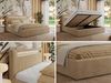 Polsterbett GOLD 5 CLASSIC 200 x 200 cm mit LED-Beleuchtung & Bettkasten, Doppelbett inkl. Lattenrost, Metall-Lift-System & Stauraum - Beige Plüsch Bild 2