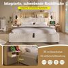 HAUSS SPOLE Polsterbett 180x200 Doppelbett mit Bettkasten,Stauraumbett mit 2 Nachttische,Beige (Jugendbett mit integriertem Stauraumsystem,Funktionbett mit Ablagebereichen im Vintage-Stil), mit USB Type-C Ladeport,Leinenstoff, inkl. Lattenrost Bild 4