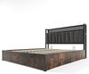 Polsterbett 180×200 cm aus Leinen-Stoff mit LED-Beleuchtung & USB-Steckdosen, grau Bild 5