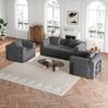 Schlafsofa aus Chenille in Grau, 181,6 x 94 x 49,5 cm – 2-in-1 mit Armlehnen-Ablagefach Bild 2