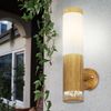 LED Wandleuchte, Deko-Licht, Edelstahl, Holz-Optik, H 35 cm Bild 2