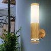 LED Wandleuchte, Deko-Licht, Edelstahl, Holz-Optik, H 35 cm Bild 4