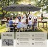 tectake Sonnenschirm Standschirm mit drei Winddächern, UV-Schutz 50+, 460x270 cm, Balkonschirm Silia, für Außen in Grau, stufenlos höhenverstellbar, Inkl. Windsicherung und Schutzhülle Bild 2