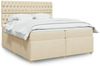 vidaXL Boxspringbett mit Matratze Creme 200x200 cm Stoff 3293699 Bild 1