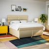 vidaXL Boxspringbett mit Matratze Creme 200x200 cm Stoff 3293699 Bild 4