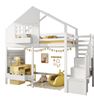 Kindereinzelbett 90×200 cm aus Massivholz und MDF mit LED-Beleuchtung und Ablageregalen, naturholz-weiß Bild 5