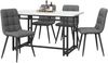 Esstischgruppe H 74 x T 70 x B 120 cm mit MDF-Tischplatte & Metallbeinen in Schwarz/Grau, mit 4 Stühlen Bild 4