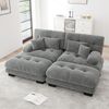 Cloud Ecksofa für Wohnzimmer,80% Chenille Doppelsofa mit 2 Lendenkissen und 2 Dekokissen Polstersofa mit breiten Armlehnen und 2 Ottomans,Chenille,Grau, Bild 2