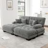 Cloud Ecksofa für Wohnzimmer,80% Chenille Doppelsofa mit 2 Lendenkissen und 2 Dekokissen Polstersofa mit breiten Armlehnen und 2 Ottomans,Chenille,Grau, Bild 3