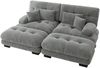 Cloud Ecksofa für Wohnzimmer,80% Chenille Doppelsofa mit 2 Lendenkissen und 2 Dekokissen Polstersofa mit breiten Armlehnen und 2 Ottomans,Chenille,Grau, Bild 5