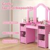 2 in 1 Kinder Schminktisch mit Abnehmbarem Spiegel &Aufbewahrungsboxen Schminkkommode-Rosa Bild 5