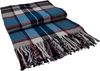 Wohndecke Fair de luxe Cotton All Seasons | Wolldecke aus 50% Baumwolle, 30% Polyester und 20% Acryl | Couchdecke / Sofadecke | Wohlfühlende Kuscheldecke | Wolldecke mit Fransenborde (Blau/Schwarz/Grau Kariert) Bild 4
