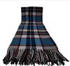 Wohndecke Fair de luxe Cotton All Seasons | Wolldecke aus 50% Baumwolle, 30% Polyester und 20% Acryl | Couchdecke / Sofadecke | Wohlfühlende Kuscheldecke | Wolldecke mit Fransenborde (Blau/Schwarz/Grau Kariert) Bild 3