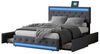 FUROKOY Polsterbett Polsterbett mit Vier Ablagefächer,USB- und Type-C-Anschlüsse (Multifunktionales Bett APP&Fernsteuerung-gesteuerte LED), Jugendbett Kopfteil mit LED-Beleuchtung,Grau,140x200cm Bild 4