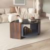 Couchtisch 96,5x63x40 cm, schwarze Marmoroptik & Walnussmaserung, Spanplatte,Schwarz und Holz Bild 3