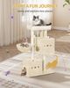 Kratzbaum, 98 cm Stabil Katzenbaum, Katzenkratzbaum mit Großer Liegefläche, Katzenhöhle, Sisalstämme, Korb, Plüschbälle, Katzenmöbel Spielbaum, Beige Bild 4