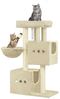 Kratzbaum, 98 cm Stabil Katzenbaum, Katzenkratzbaum mit Großer Liegefläche, Katzenhöhle, Sisalstämme, Korb, Plüschbälle, Katzenmöbel Spielbaum, Beige Bild 2