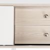 TV-Schrank mit zwei Schubladen, Fernsehtisch TV Board, TV- Lowboard niedrige Platte mit zwei Schiebetüren. Exquisite Textur. Weiß und natürliches Holzfarbe. H58/L160/T40 cm. Bild 3