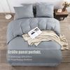 Bettwäsche 200x220 Grau Mikrofaser bügelfrei knitterfrei Bettbezug Kissenbezug Bild 4