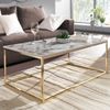 Couchtisch 100x60x40cm Marmoroptik Weiß Gold Metallgestell Eckig Wohnzimmer Bild 3