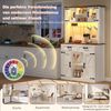 Merax Barschrank mit LED-Beleuchtung und Steckdosen, großer Küchen-Buffetschrank mit 2 großen Schubladen, Scheunentor-Design, verstellbaren Einlegeböden, rustikaler Kaffeebar-Sideboard-Tisch, weiß Bild 5