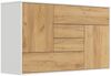 Sideboard stehend Karat A 140cm 2 Türen 4 Pushauszüge Weiß Hgl Eiche : Weiss hochglanz / Eiche Gold Bild 4