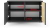 Garderoben-Set Rosario Version 3 mit Lamellen, Kleiderschrank mit Polsterplatten und Schuhschrank (Schwarz / Eiche Artisan, Trinity 28), 225 x 40 x 140 cm Bild 4