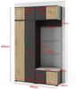 Garderoben-Set Rosario Version 3 mit Lamellen, Kleiderschrank mit Polsterplatten und Schuhschrank (Schwarz / Eiche Artisan, Trinity 02), 225 x 40 x 140 cm Bild 2