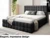 MEBLINI Polsterbett 160x200 mit Lattenrost mit Matratze – ANDREA – Schwarz Boucle – Doppelbett mit Bettkasten - Stauraumbett - Kopfteil Bett mit Stauraum Bild 3