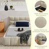 Flieks Einzelbett 90x200cm, Polsterbett Kinderbett mit Eukalyptusholz & Eisenrahmen, Steppdesign Chenille, Beige Bild 5