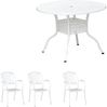 Inko 4-teilige Sitzgruppe Aluminium Guss weiß Tisch Ø 106 cm mit 3 Sesseln Tisch Ø106 cm mit 3x Sessel Capri Bild 2