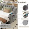 Schlafsofa, Samt mit USB-Anschluss & Stauraum, 90x190/180x190 cm, grau, ohne Matratze Bild 2