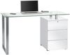Schreibtisch, Metall Chrom/ weiß Hochglanz, 130 x 75 x 60 cm Bild 2