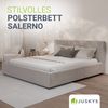 Juskys Polsterbett Salerno 180 x 200 cm – Cord Taupe, modernes Bett mit Kopf- & Fußteil, stabilem Holz- & Metallrahmen, Lattenrost, 500 kg Tragkraft Bild 2