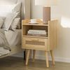 Rattan Nachttisch Schublade Holz Beine Schlafzimmer Wohnzimmer Eiche Bild 3