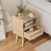 Rattan Nachttisch Schublade Holz Beine Schlafzimmer Wohnzimmer Eiche Bild 4