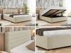 Polsterbett mit Holzlattenrost Doppelbett PAVO CLASSIC, hohe Kopfteil, Bettkasten mit Gasdruckfeder Pocket Matratze - 140 x 200 cm - Creme Strukture - VIRE LUX Bild 2