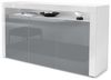 Vladon Sideboard Valencia, Kommode mit 3 Türen und 1 offenem Fach, Weiß matt/Grau Hochglanz/Weiß Hochglanz (155 x 92 x 40 cm) Bild 4