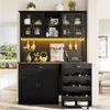 STILVORA Highboard 140cm Küchenschrank mit Rollwagen Buffetschrank mit LED (Küchenschrank mit Rollwagen & LED, MDF+Glas, mit 4 Glastüren, Schublade, Weinregal & USB, bis 60 kg), mobil, LED dimmbar, mit USB, (Küche & Bar), großer Stauraum Bild 2