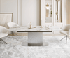 Esstisch Edge 180-220x100 Keramik Calacatta Luxe Weiß-Gold-Grau Wave Edelstahl ausziehbar Bild 2