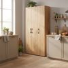 Bellamio 'Apol' Mehrzweckschrank, Eichenoptik, 176x33x90 cm, Putzschrank mit 3 Türen und 5 Regalen, Besenschrank mit Staubsaugerfach Bild 2