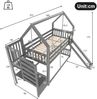 Merax Etagenbett 90x200cm, Hausbett, Kinderbett mit Stauraumtreppe und Rutsche, mit Geländer, Grau Bild 4