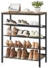 VASAGLE Schuhregal, Schuhablage, 6 Ebenen, große Oberfläche, verstellbare Gitterablagen, platzsparend für Eingangsbereich Flur, Metall, Industrie-Stil, vintagebraun-tintenschwarz Bild 4