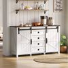 OKWISH Sideboard Küchenbuffet,Kommode (Vintage Sideboard mit Schiebetüren & 4 Schubladen – 137 cm, Weiß, Robustes MDF, Geräuscharme Schubladen, Stabil mit Kippschutz, Multifunktional für Küche, Esszimmer, Wohnzimmer), mit Schiebetüren und 4 Schubladen Bild 5