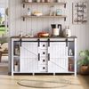 OKWISH Sideboard Küchenbuffet,Kommode (Vintage Sideboard mit Schiebetüren & 4 Schubladen – 137 cm, Weiß, Robustes MDF, Geräuscharme Schubladen, Stabil mit Kippschutz, Multifunktional für Küche, Esszimmer, Wohnzimmer), mit Schiebetüren und 4 Schubladen Bild 3