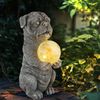 2er Set LED Solarleuchte, Hund mit Glaskugel, grau, H 29 cm Bild 2