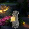 2er Set LED Solarleuchte, Hund mit Glaskugel, grau, H 29 cm Bild 4